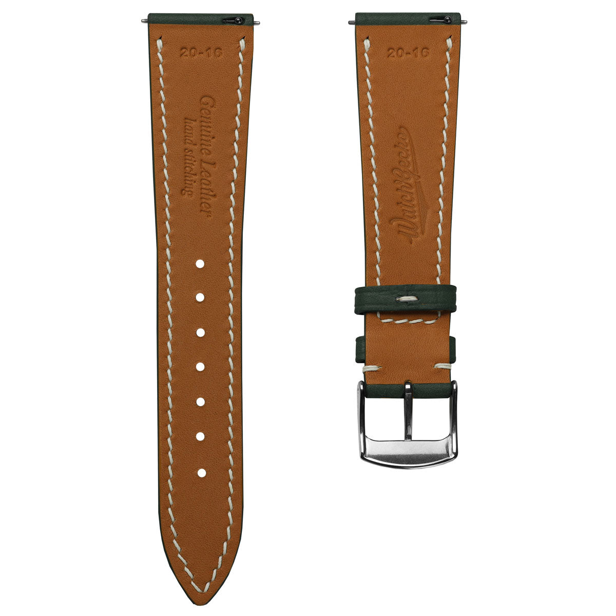 Bourton Hand-Stitched Genuine Italian Leather Watch Strap - Earth Green