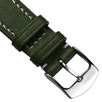 Bourton Hand-Stitched Genuine Italian Leather Watch Strap - Earth Green