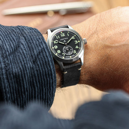 Badalassi Carlo Pueblo V-Stitch Genuine Italian Leather Watch Strap - Black