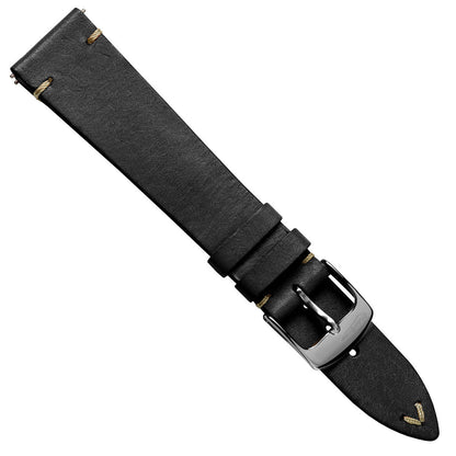 Badalassi Carlo Pueblo V-Stitch Genuine Italian Leather Watch Strap - Black