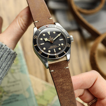 Badalassi Carlo Pueblo V-Stitch Genuine Italian Leather Watch Strap - Light Brown