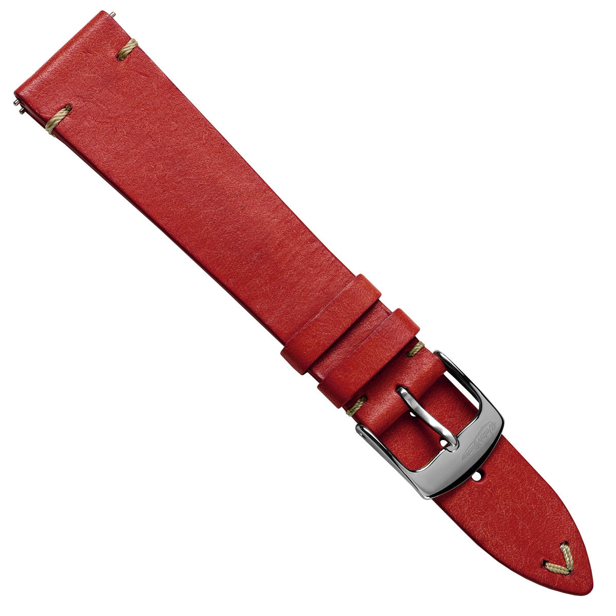 Badalassi Carlo Pueblo V-Stitch Genuine Italian Leather Watch Strap - Bright Red