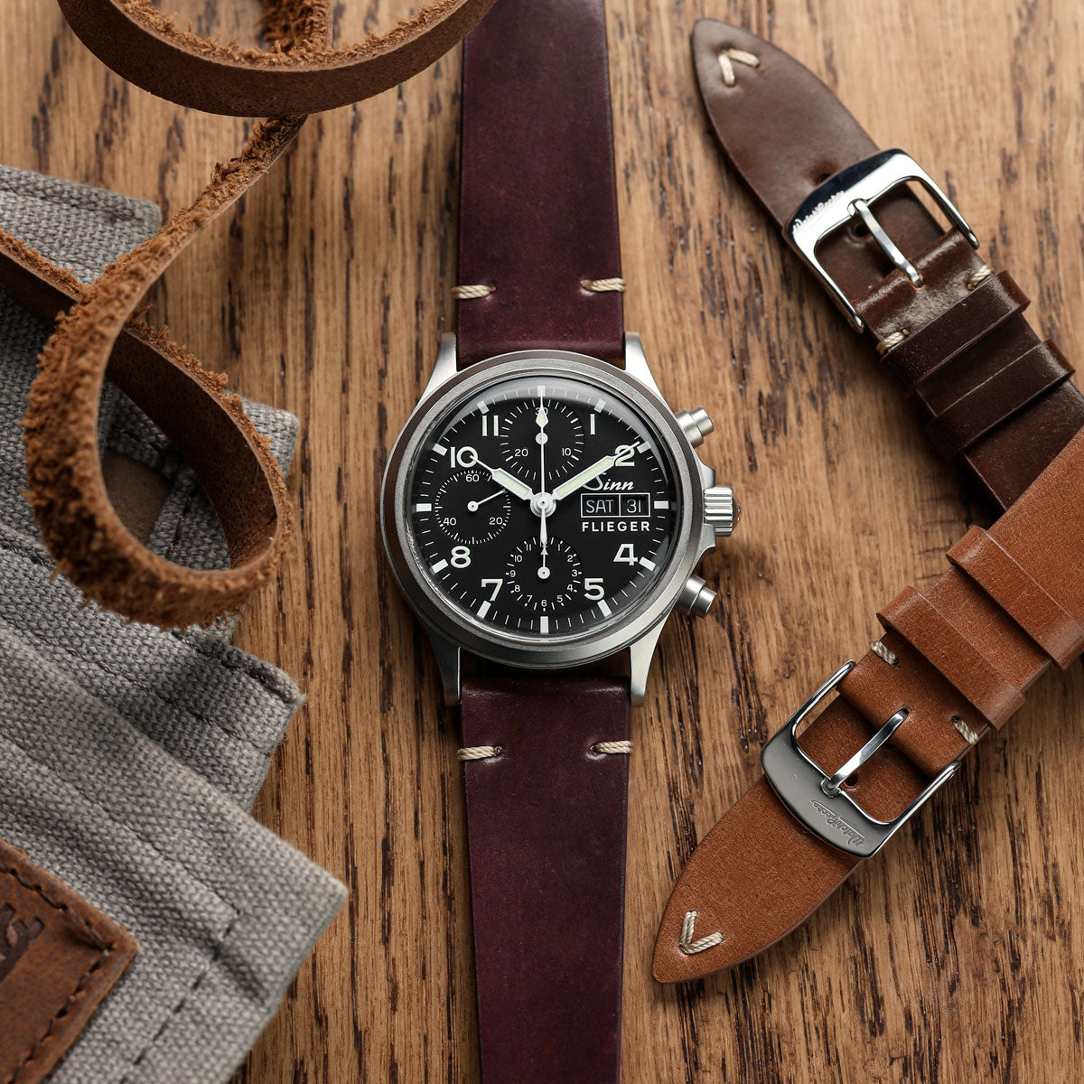 Cromford Horween Shell Cordovan Leather Watch Strap - Bordeaux