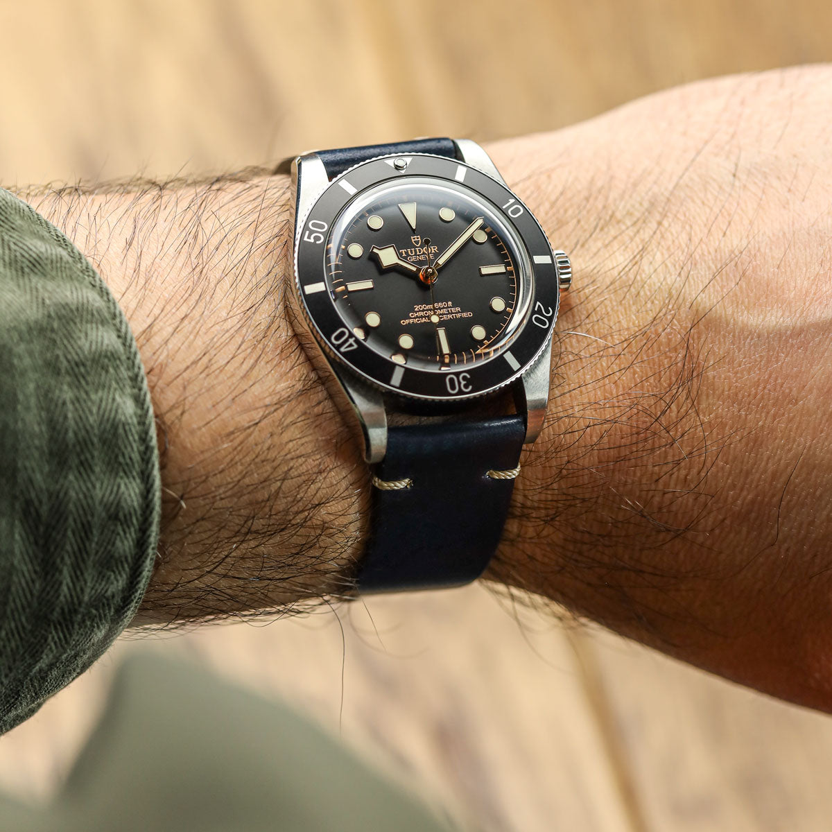 Cromford Horween Shell Cordovan Leather Watch Strap - Navy Blue