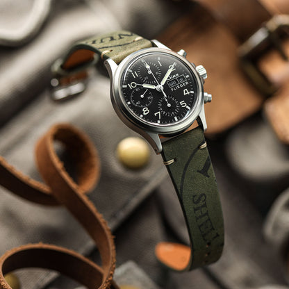 Newham Inverted Horween Shell Cordovan Watch Strap - Olive Green