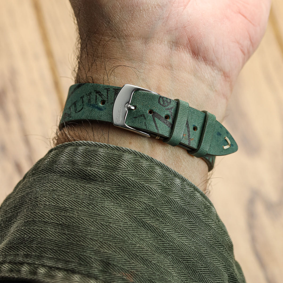 Newham Inverted Horween Shell Cordovan Watch Strap - Hunter Green