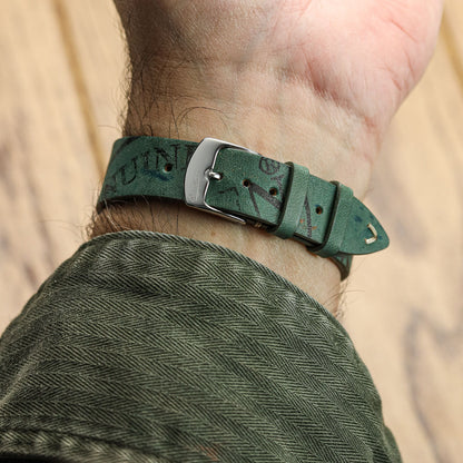 Newham Inverted Horween Shell Cordovan Watch Strap - Hunter Green