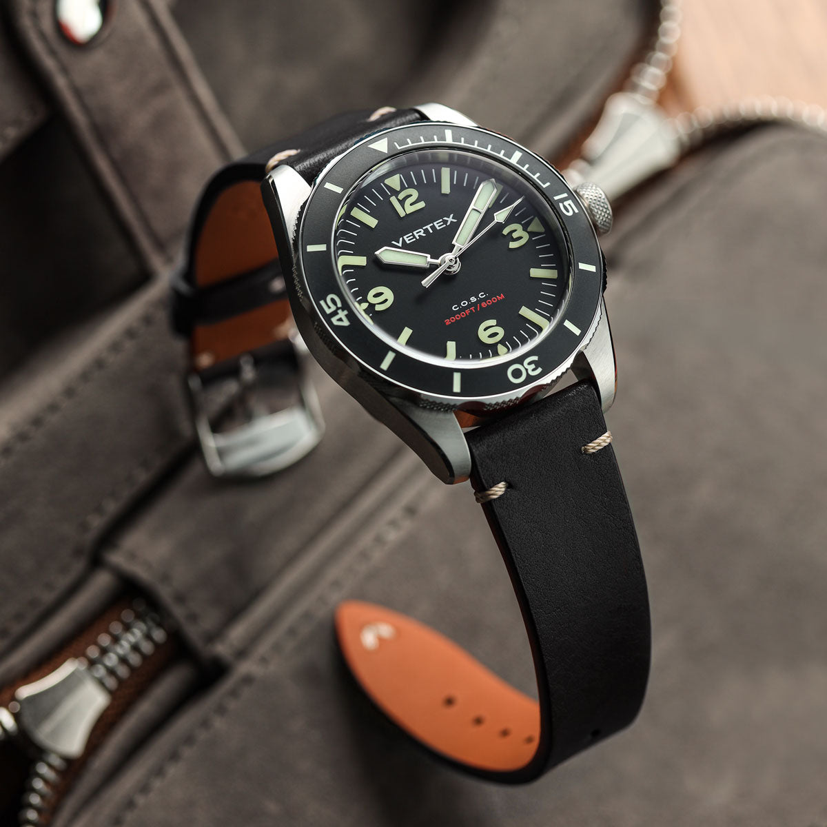 Badalassi Carlo Minerva Box Genuine Leather Watch Strap - Navy Blue