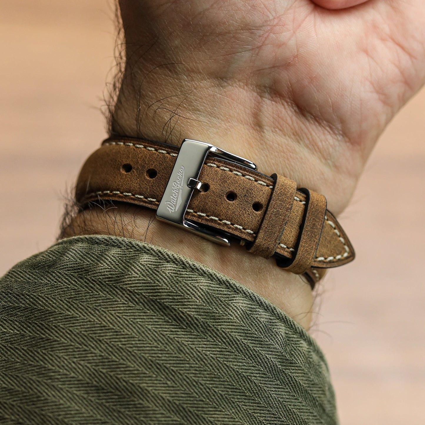 Original Highley Padded Crazy Horse Italian Leather Watch Strap - Peacock