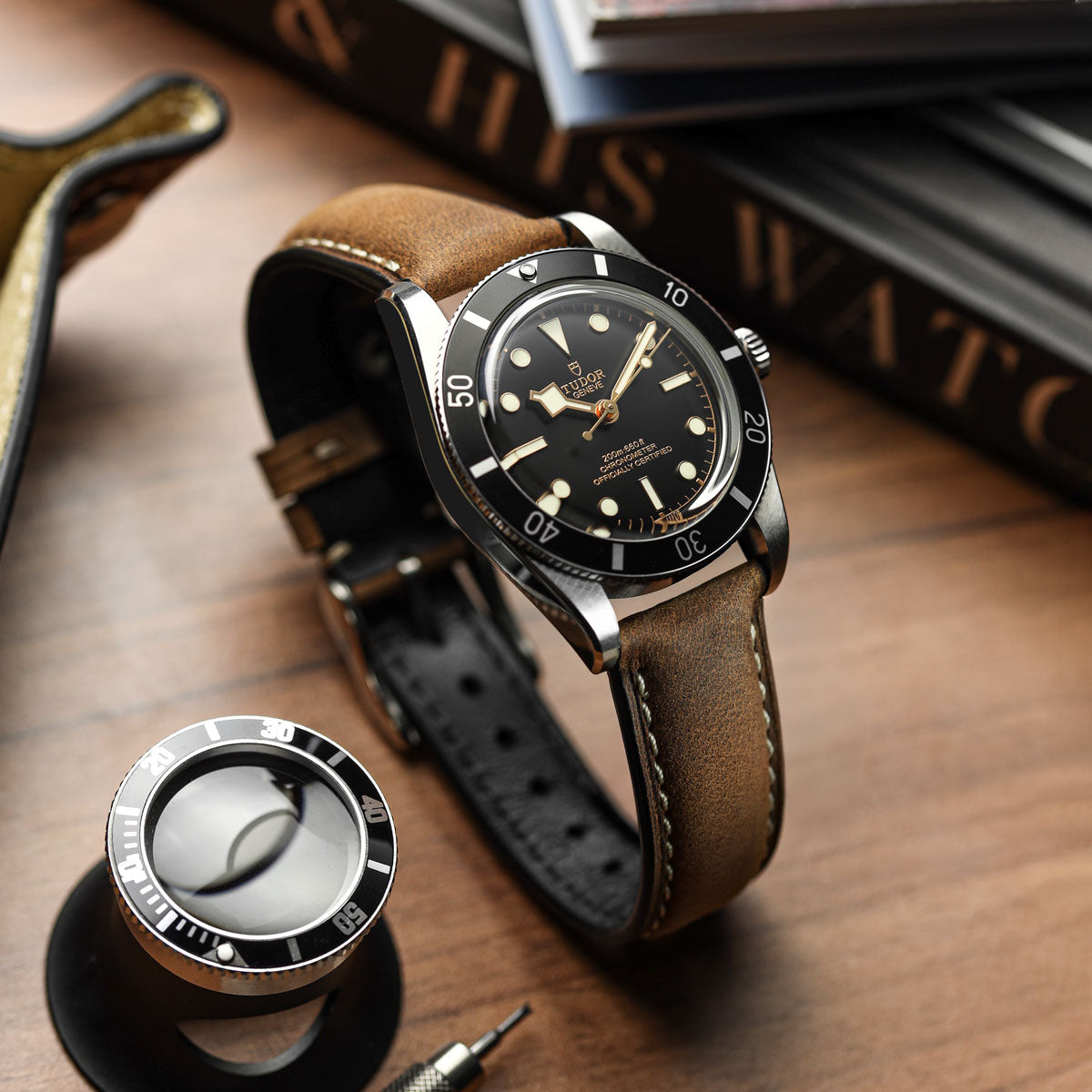 Original Highley Padded Crazy Horse Italian Leather Watch Strap - Peacock