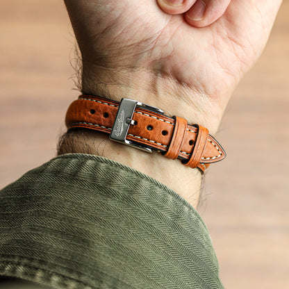 Original Highley Padded Minerva Italian Leather Watch Strap - Olive Green