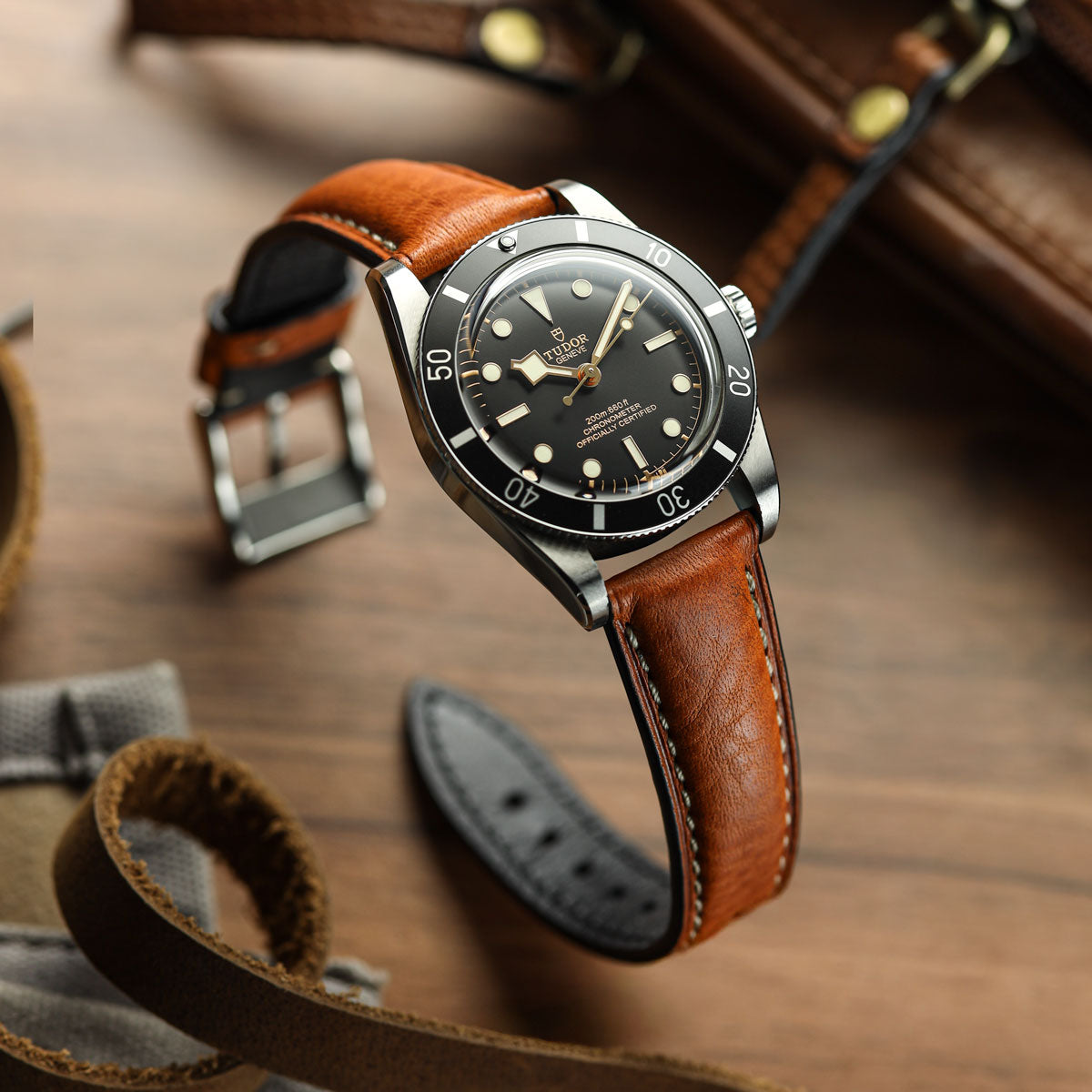 Highley Padded Minerva Italian Leather Watch Strap - Coral