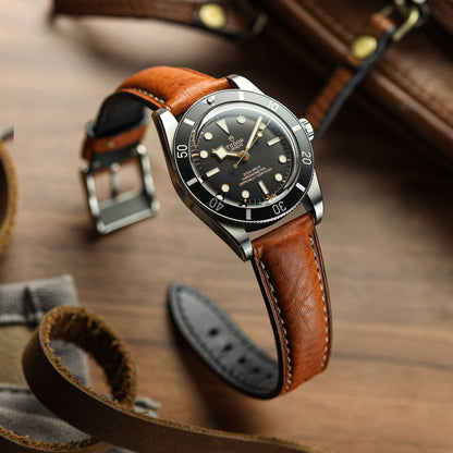 Highley Padded Minerva Italian Leather Watch Strap - Coral