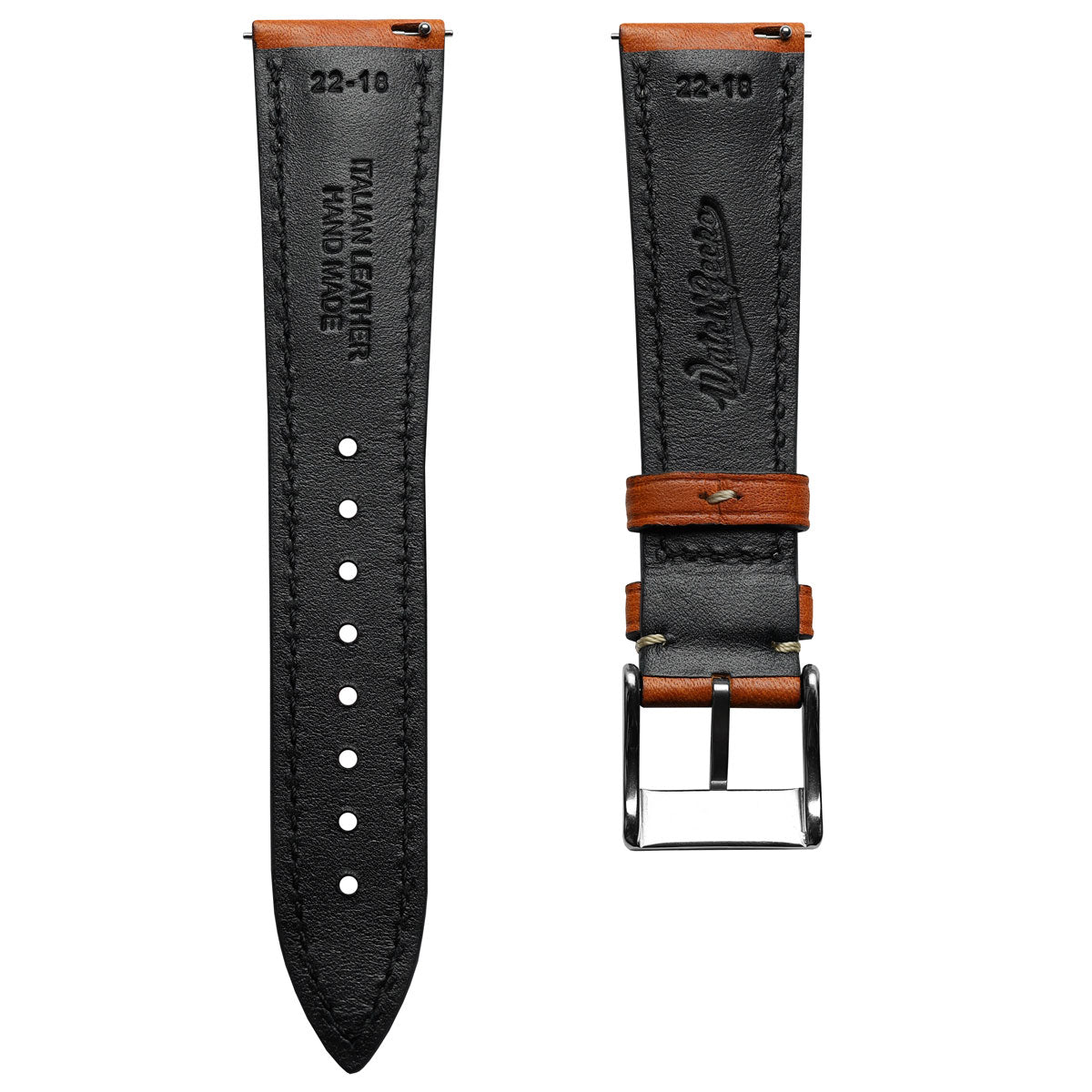 Highley Padded Minerva Italian Leather Watch Strap - Coral