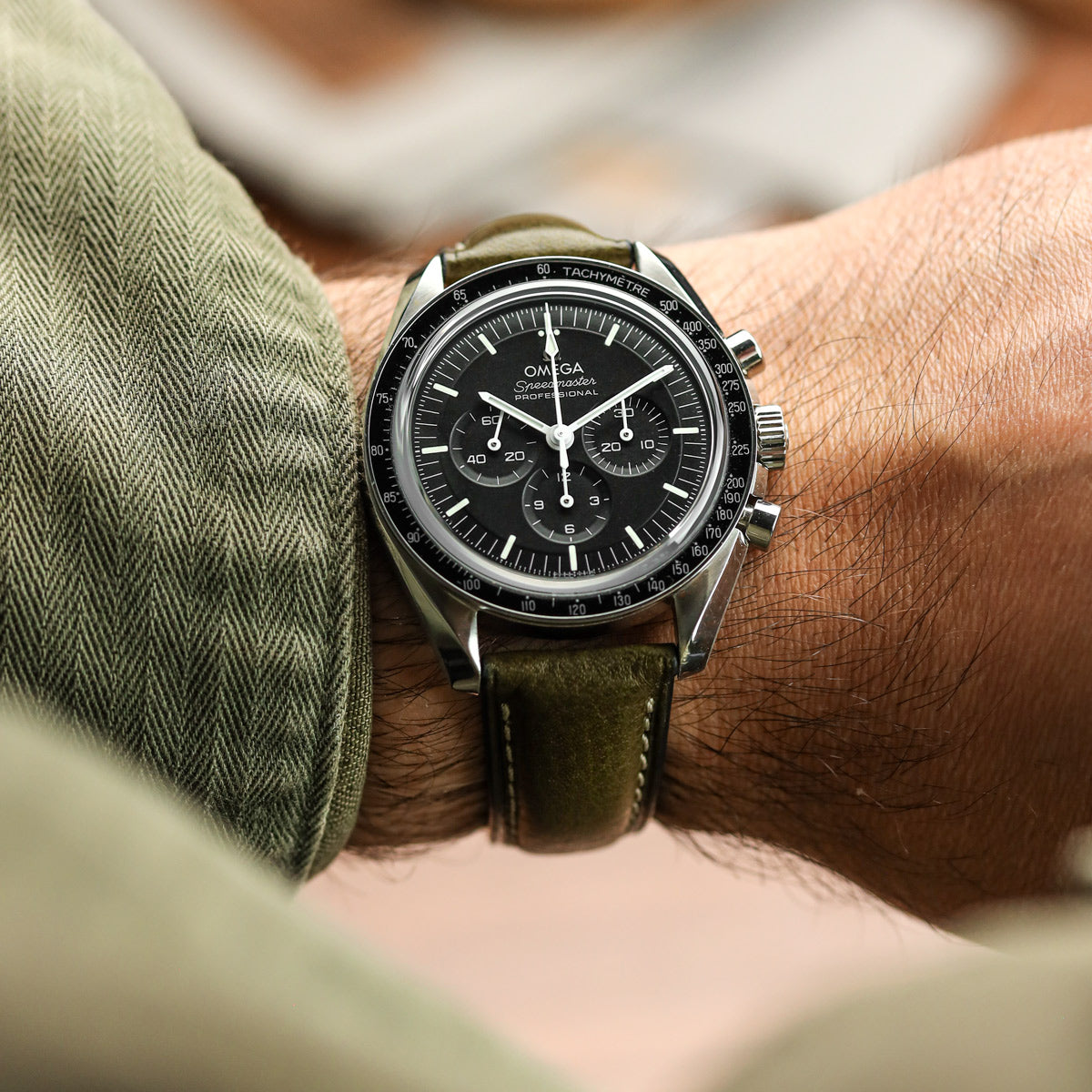 Original Highley Padded Minerva Italian Leather Watch Strap - Olive Green