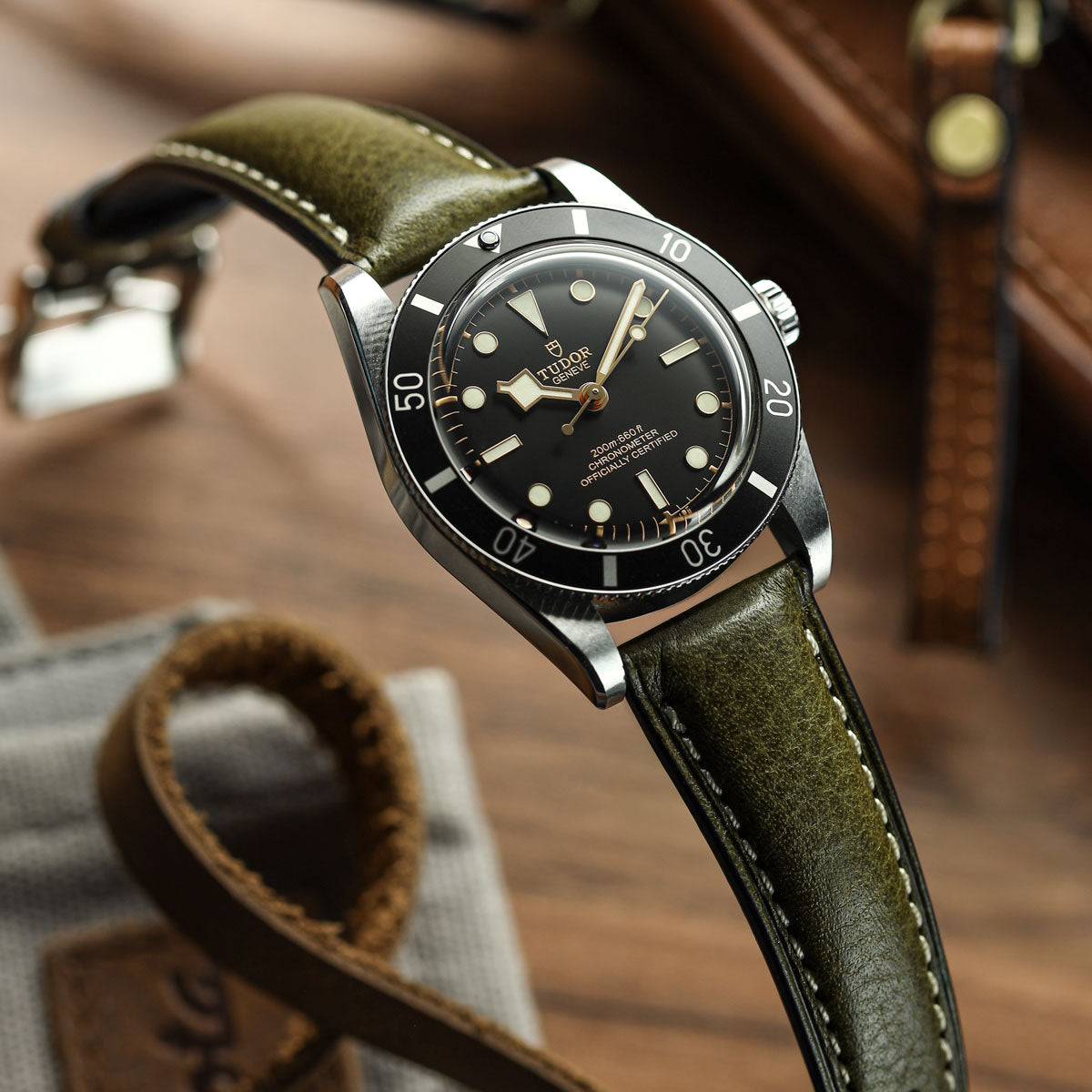 Highley Padded Minerva Italian Leather Watch Strap - Coral