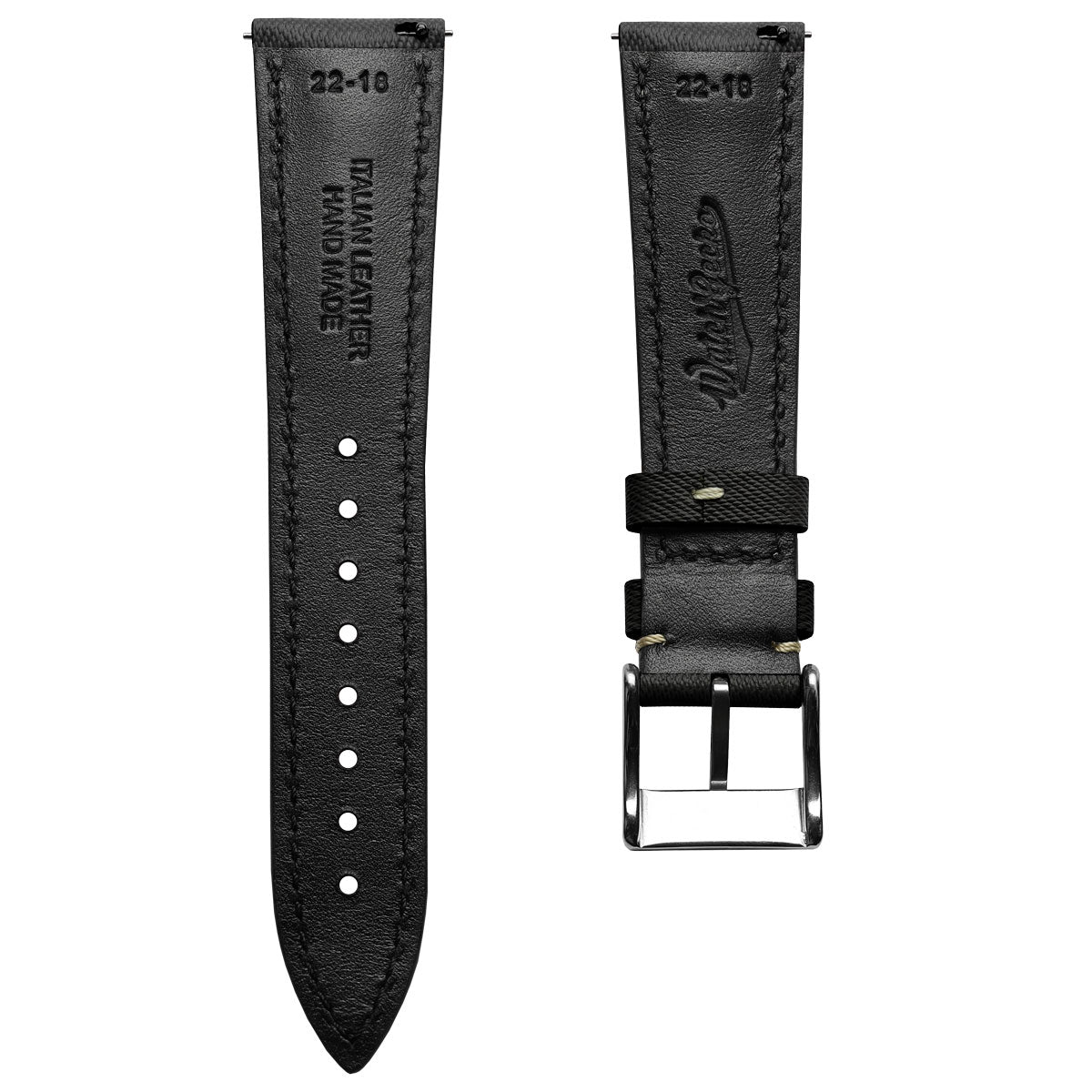 Original Highley Padded Denim Italian Leather Watch Strap - Black