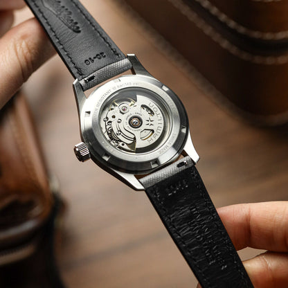 Original Highley Padded Denim Italian Leather Watch Strap - Brown