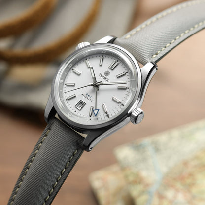 Original Highley Padded Denim Italian Leather Watch Strap - Grey