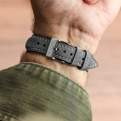 Original Highley Padded Suede Italian Leather Watch Strap - Anthracite