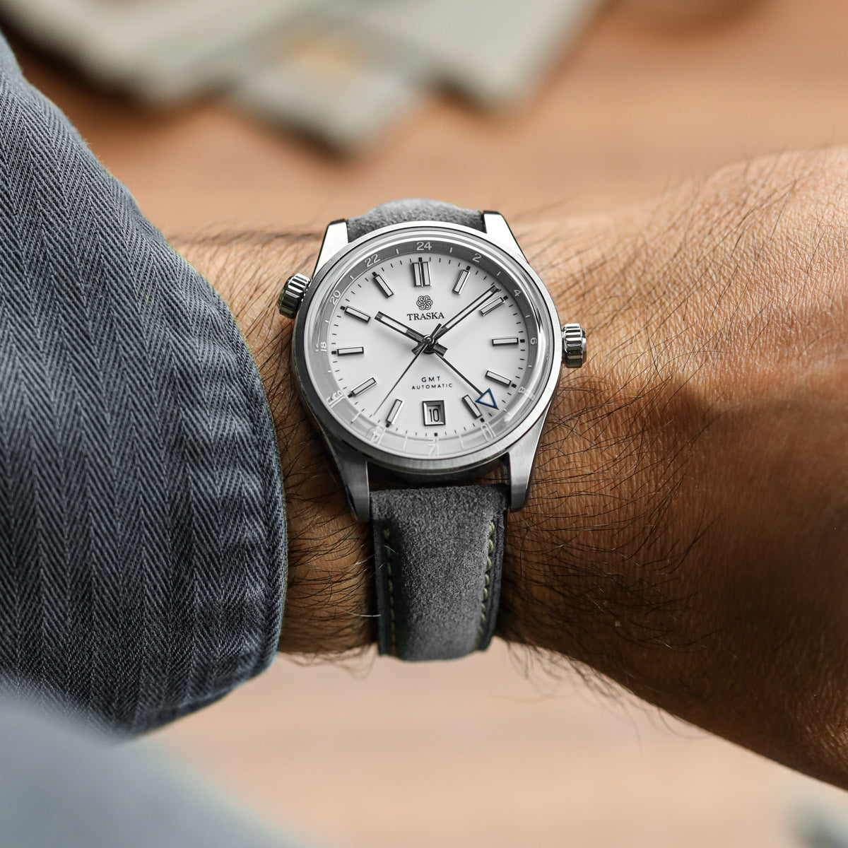 Original Highley Padded Suede Italian Leather Watch Strap - Anthracite