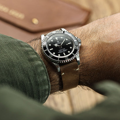 Genuine Horween Chromexcel® V-Stitch Leather Watch Strap - Chromexcel Light Brown