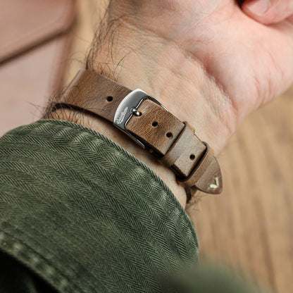 Genuine Horween Chromexcel® V-Stitch Leather Watch Strap - Chromexcel Light Brown