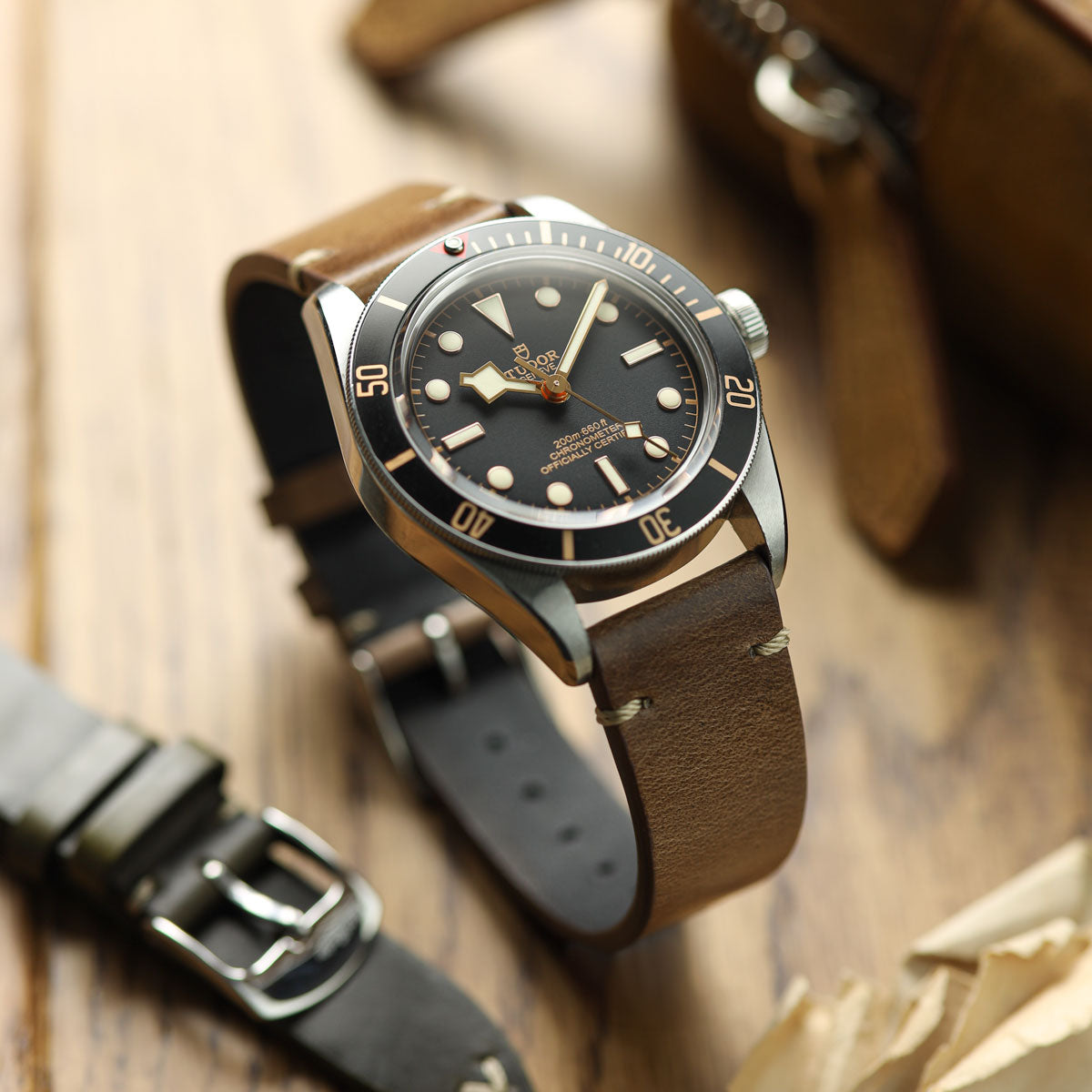 Genuine Horween Chromexcel® V-Stitch Leather Watch Strap - Chromexcel Light Brown