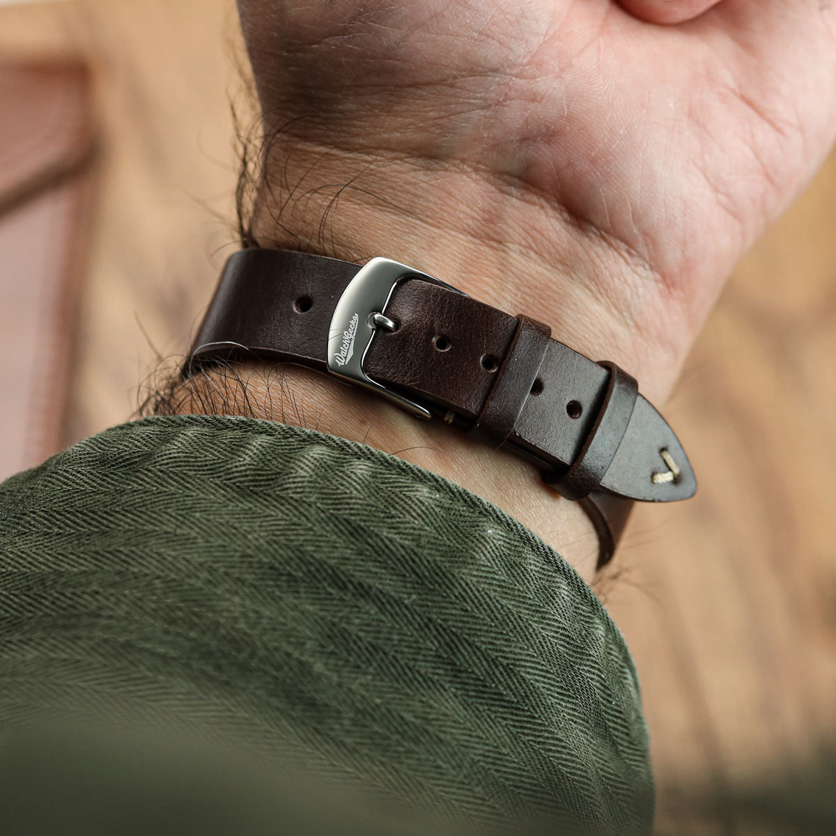 Genuine Horween Chromexcel® V-Stitch Leather Watch Strap - Chromexcel Dark Brown