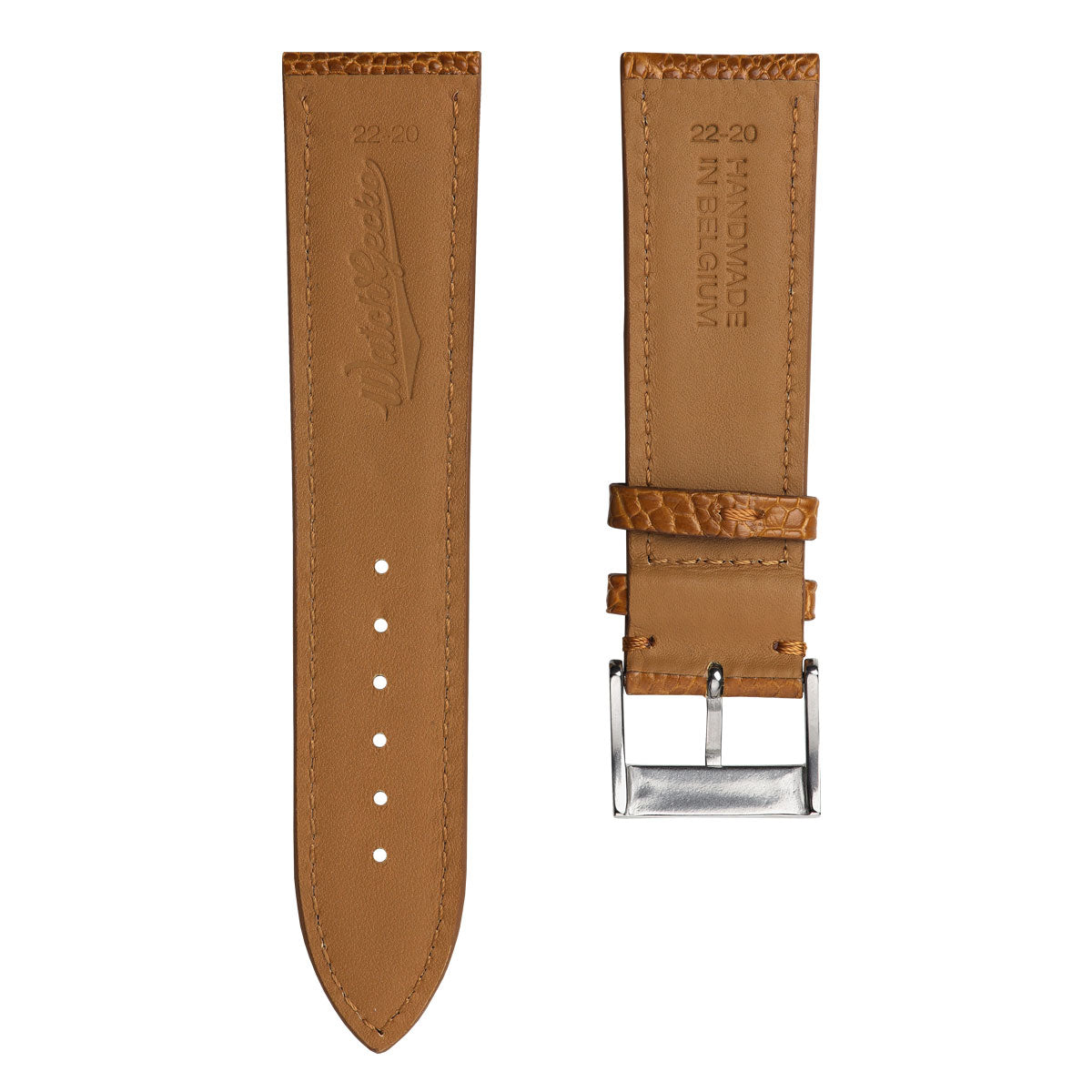 Durbuy Ostrich Leg Handmade Leather Watch Strap - Matt Cognac