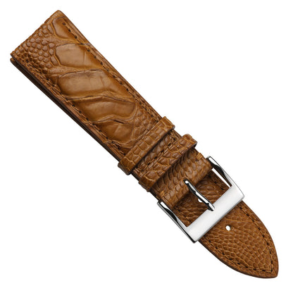 Durbuy Ostrich Leg Handmade Leather Watch Strap - Matt Cognac