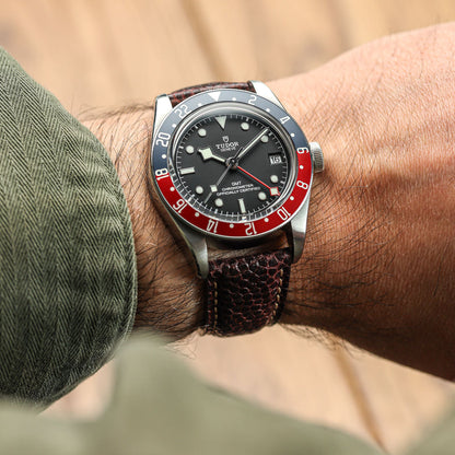 Bracelet de Montre En Cuir Padding Adassa - Marron Caviar Coffee Élégant