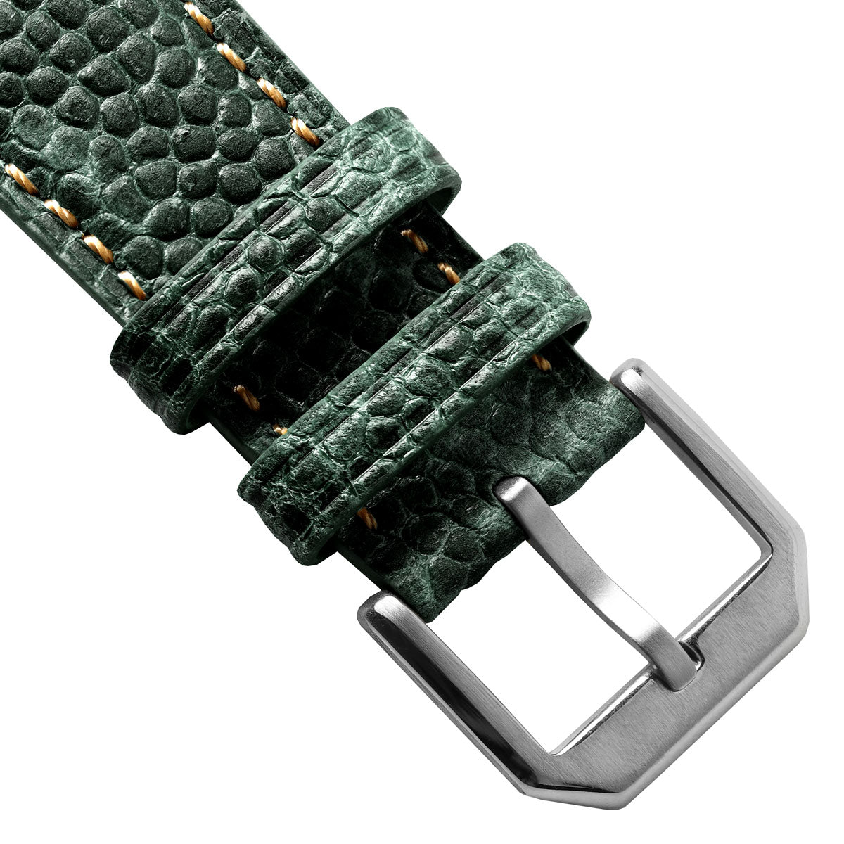BraceletMontre en Cuir Pailleté Adassa - Vert Caviar Élégant