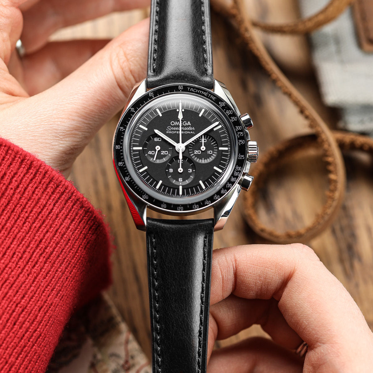 Tenby Genuine Leather Watch Strap – Elegant Black Padded Design