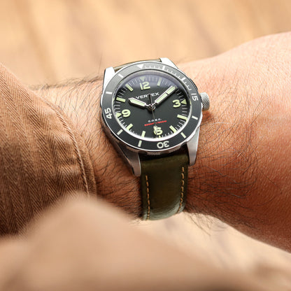 Tenby Genuine Leather Watch Strap – Elegant Black Padded Design