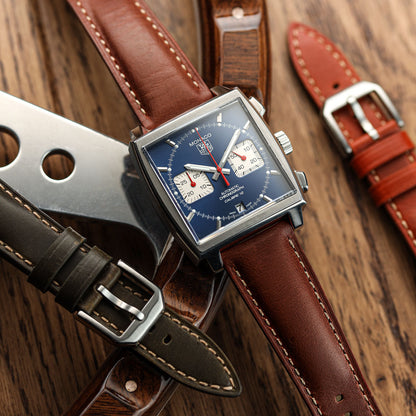 Tenby Elegance: Padded Genuine Leather Watch Strap in Timeless Black