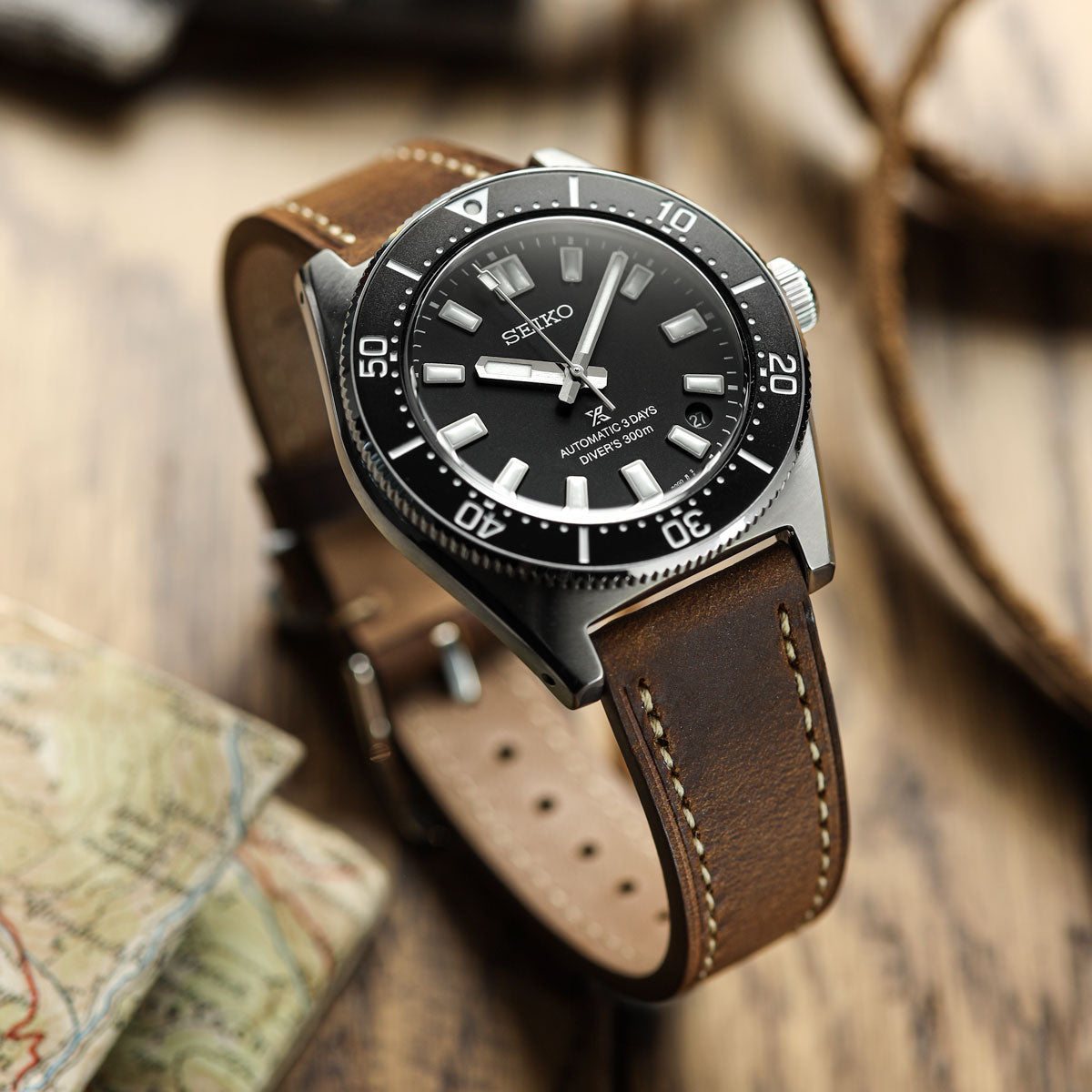 Bracelet Montre en Cuir Plat Brixham - Style Vintage Chestnut Crazy Horse