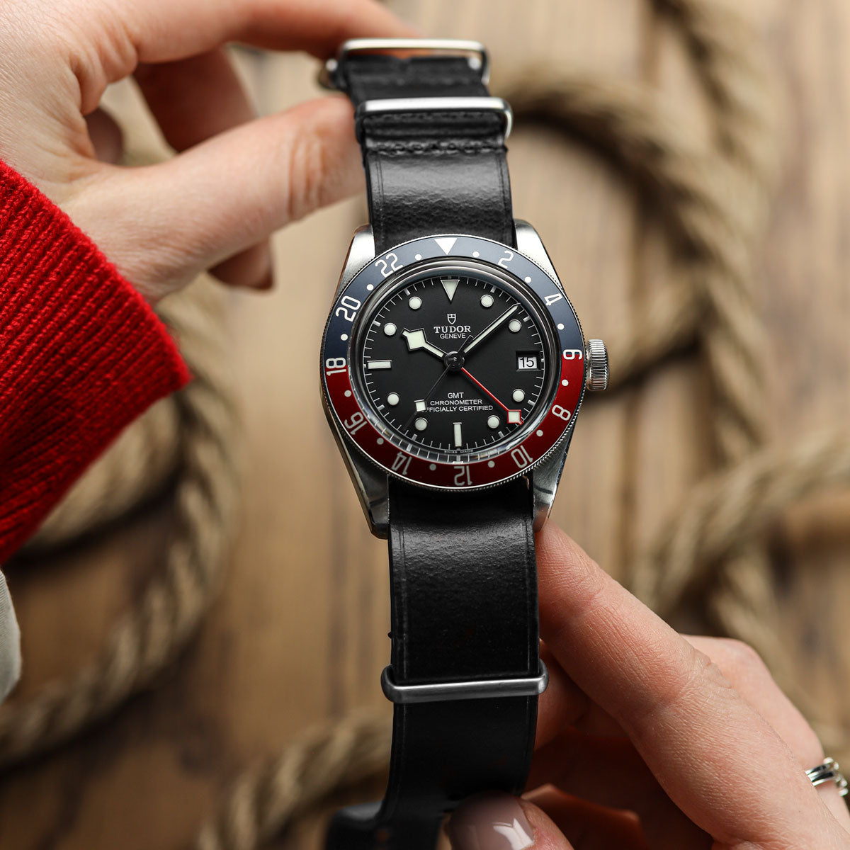 Cambridge Genuine Leather British Military Watch Strap - Black