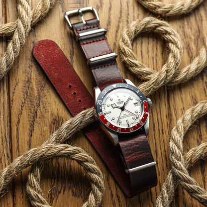 Cambridge Genuine Leather British Military Watch Strap - Reddish Brown