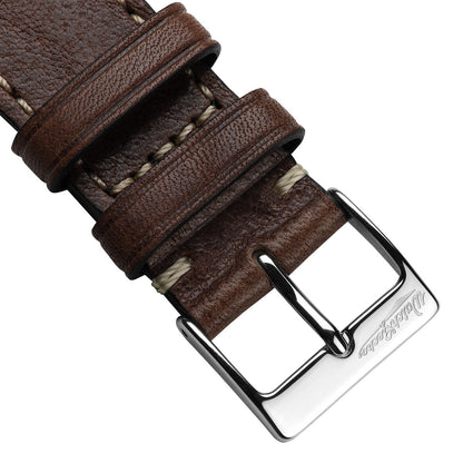 Flat Highley Genuine Leather Watch Strap - Chocolate Brown