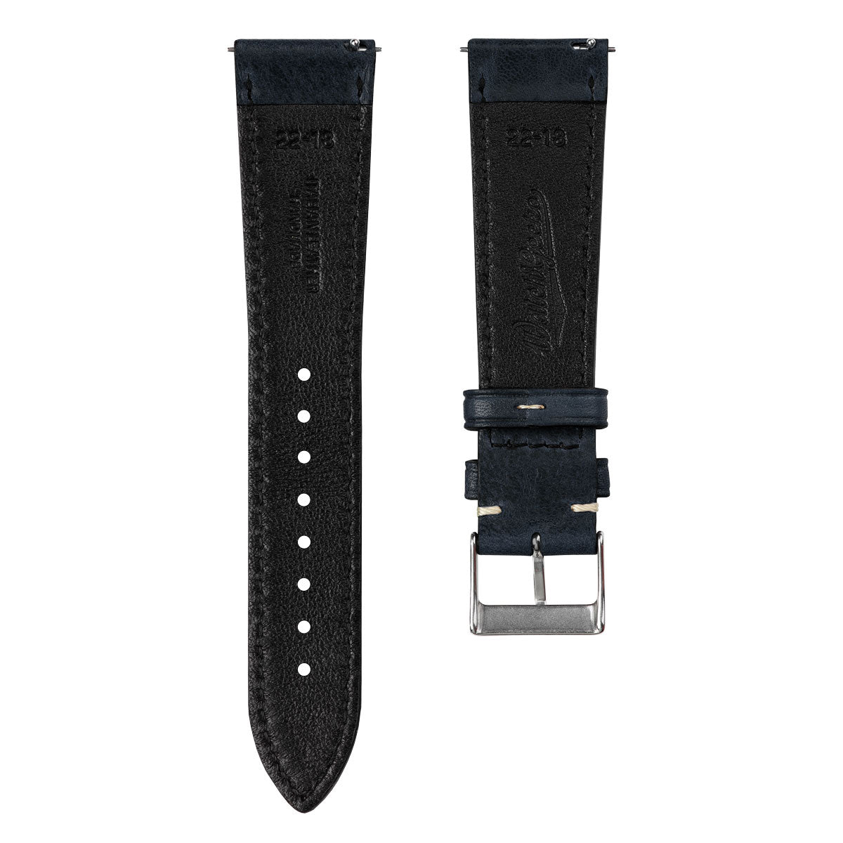 Flat Highley Genuine Leather Watch Strap - Blue