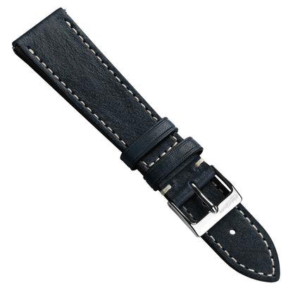 Flat Highley Genuine Leather Watch Strap - Blue