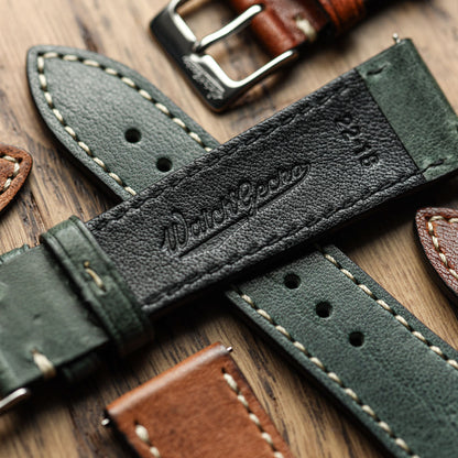 Flat Highley Genuine Leather Watch Strap - Blue