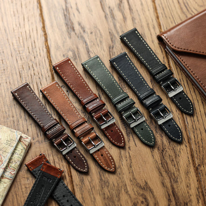 Flat Highley Genuine Leather Watch Strap - Reef