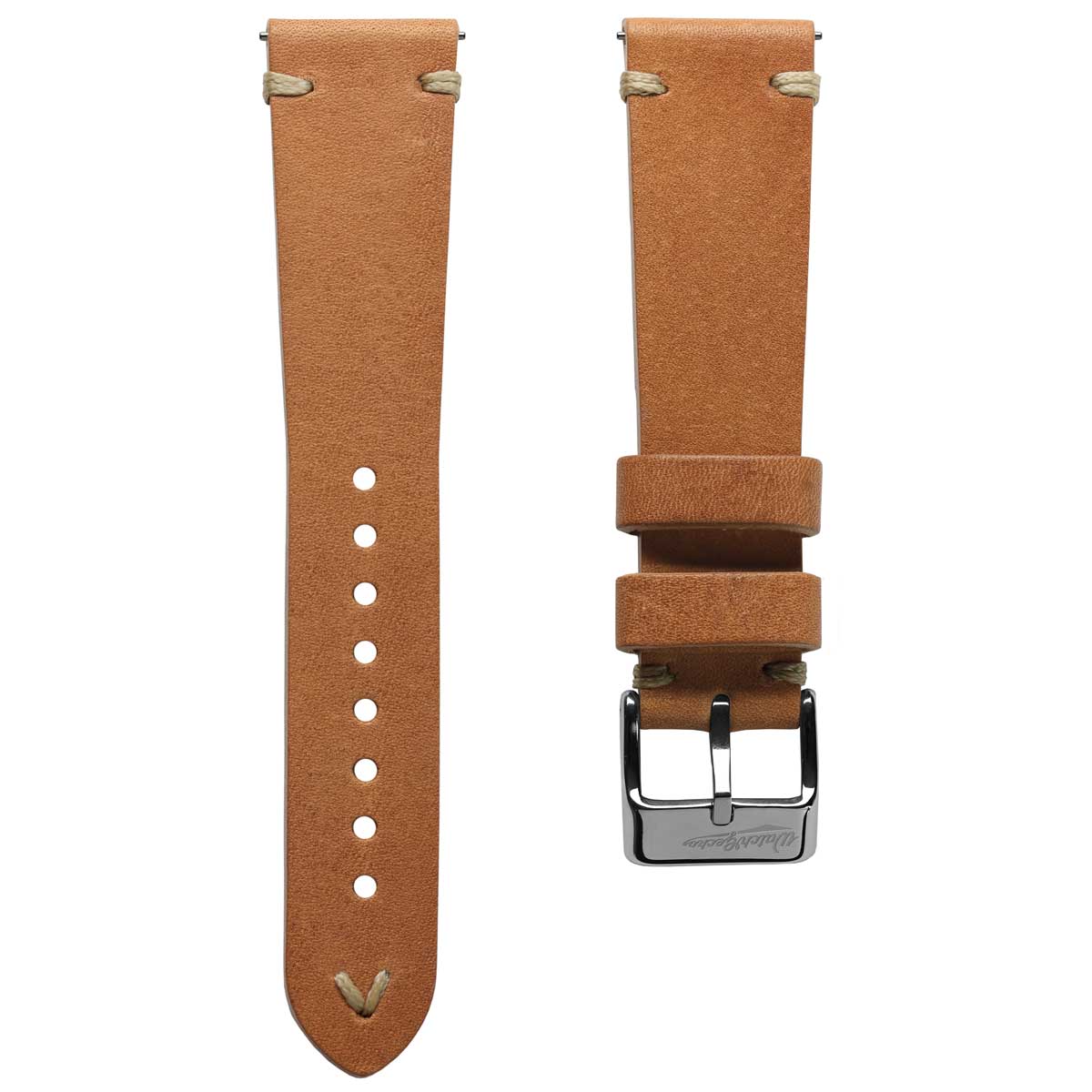 Simple Handmade Italian Leather Watch Strap - Light Brown