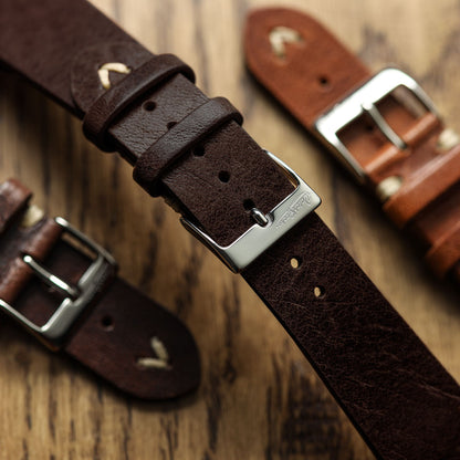 Classic Simple Handmade Italian Leather Watch Strap - Chocolate Brown