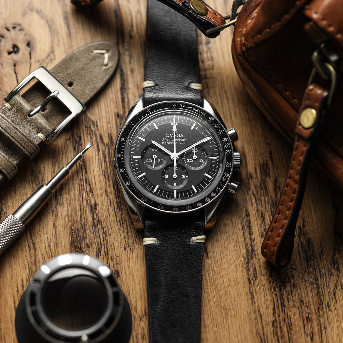 Vintage Cavallo Horse Leather Watch Strap - Black