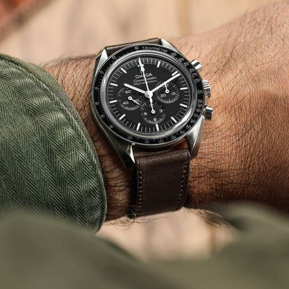 Camden Hand-Stitched Genuine Leather Watch Strap - Mocha Dark Brown