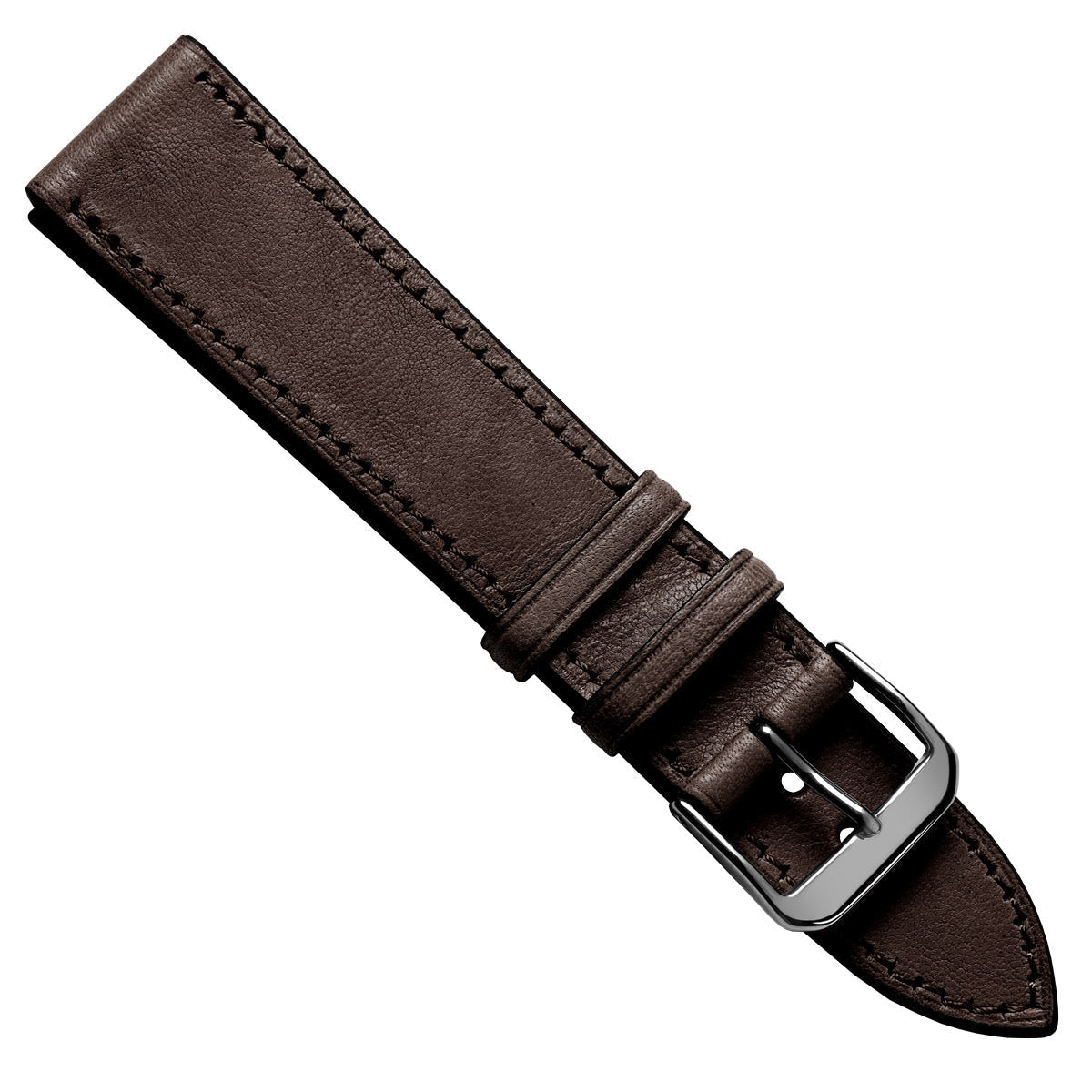 Camden Hand-Stitched Genuine Leather Watch Strap - Mocha Dark Brown
