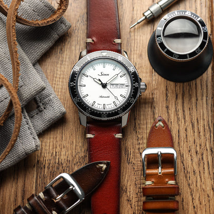 WatchGecko Oakley V-Stitch Hand-Painted Watch Strap - Mahogany